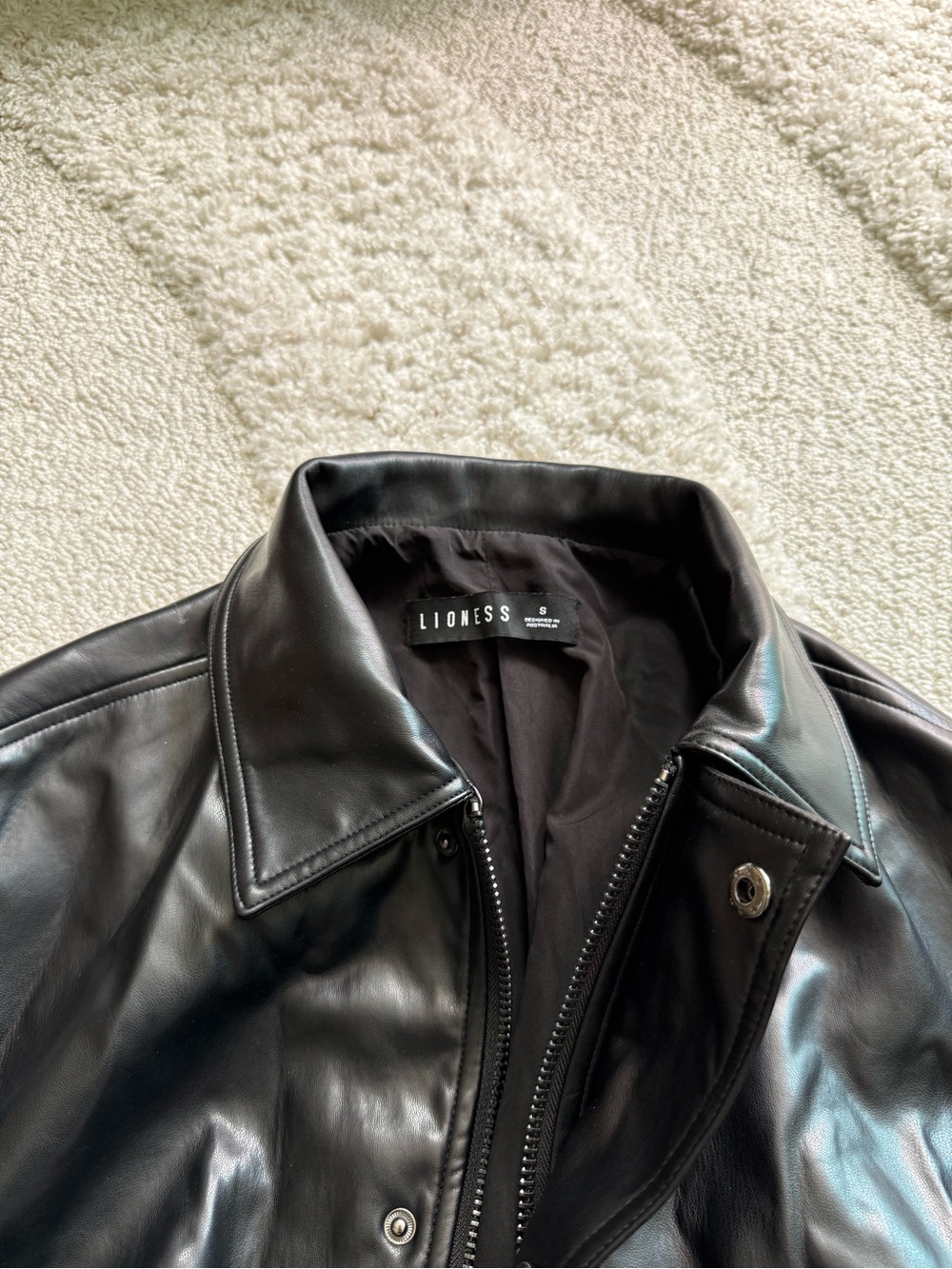MINT CONDITION Lioness Black Faux Leather Bomber Jacket - Picture 3 of 3
